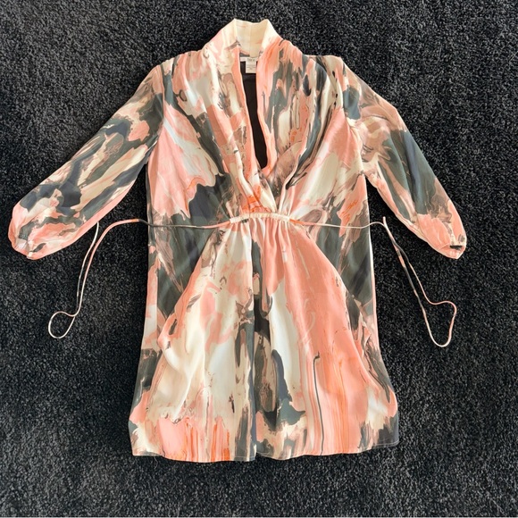 Bar III Marble-Print Wrap Dress Size XS - Picture 2 of 9